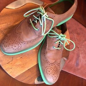 Sperry Top Sider - Tan + Neon Green - Super Light